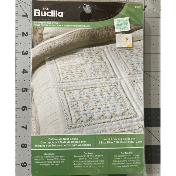 Bucilla Other - BUCILLA Stamped Cross Stitch Kit 46065 BUTTERCUPS QUILT BLOCKS KIT NEW